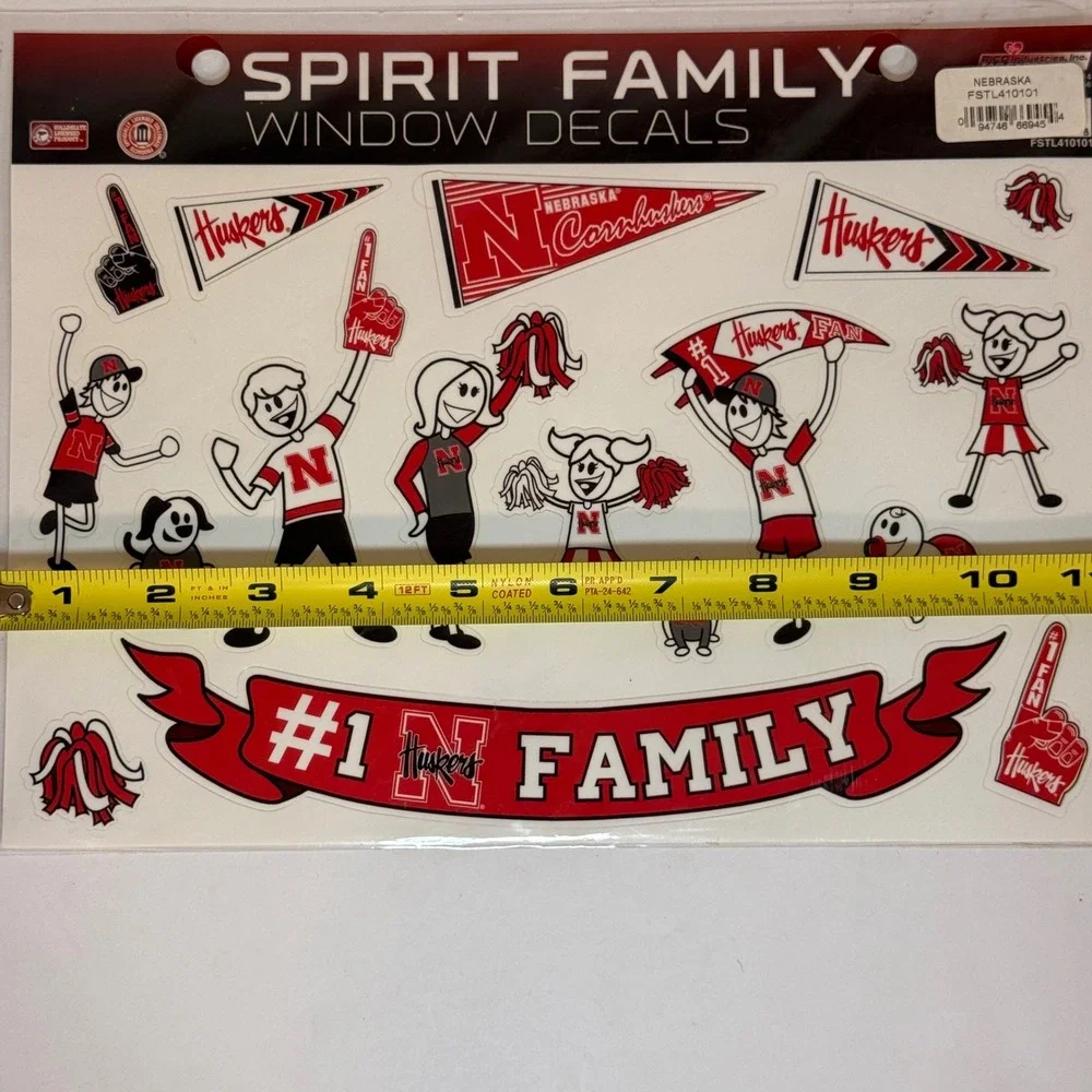 Nebraska Cornhuskers Spirit Family Window Decals Rico Industries FSTL410101 NEW